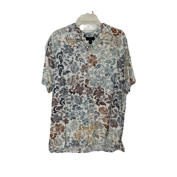 Club Room Luxury  Short Sleeve Button Front Palm Print Silk Blend Shirt Men's XL - Picture 2 of 6